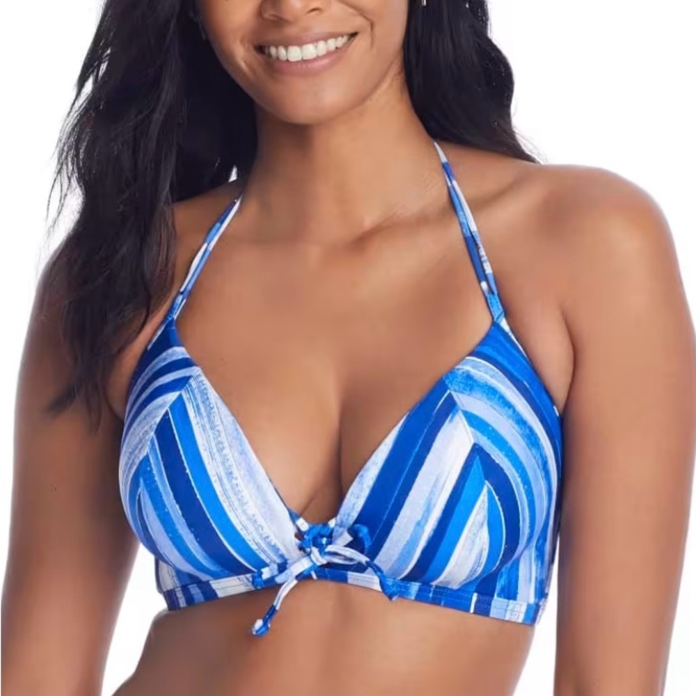 NWT Freya Vibrant Blue and White Bali Bay Triangle Bikini Top